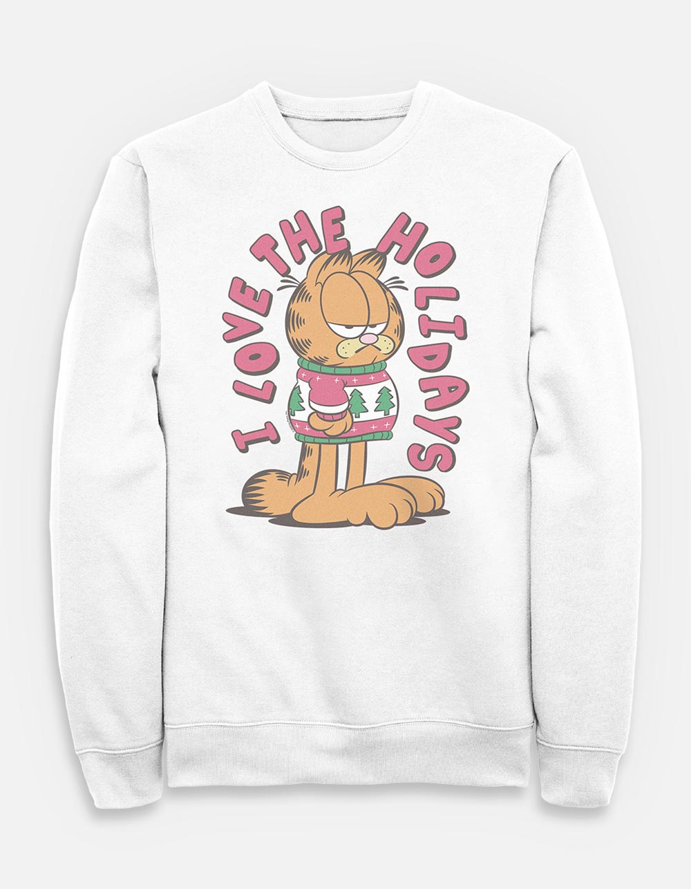 GARFIELD I Love The Holidays Unisex Crewneck Sweatshirt - WHITE