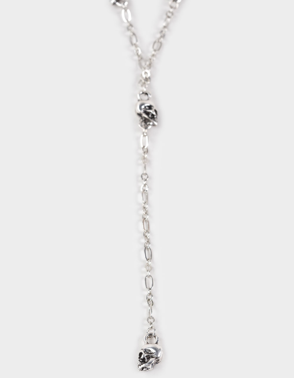 FULL TILT Lariate Skull/Pearl Necklace - SILVER