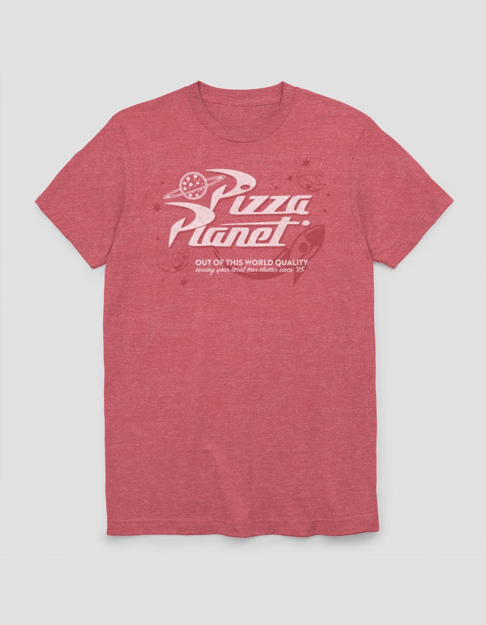 TOY STORY Retro Pizza Planet Unisex Tee - HTHR RED