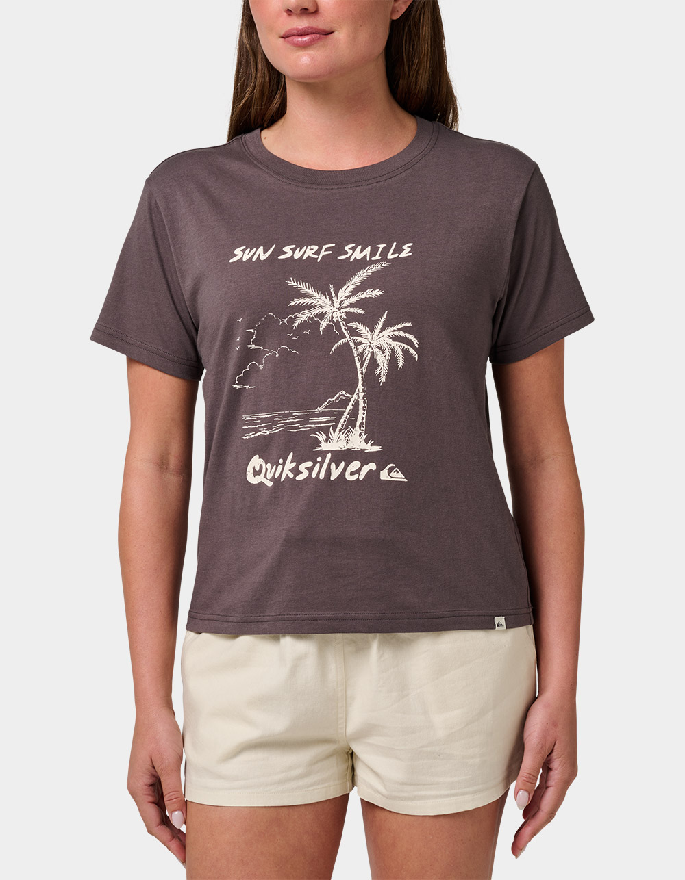 QUIKSILVER Sun Surf Smile Womens Tee - OFF-BLACK