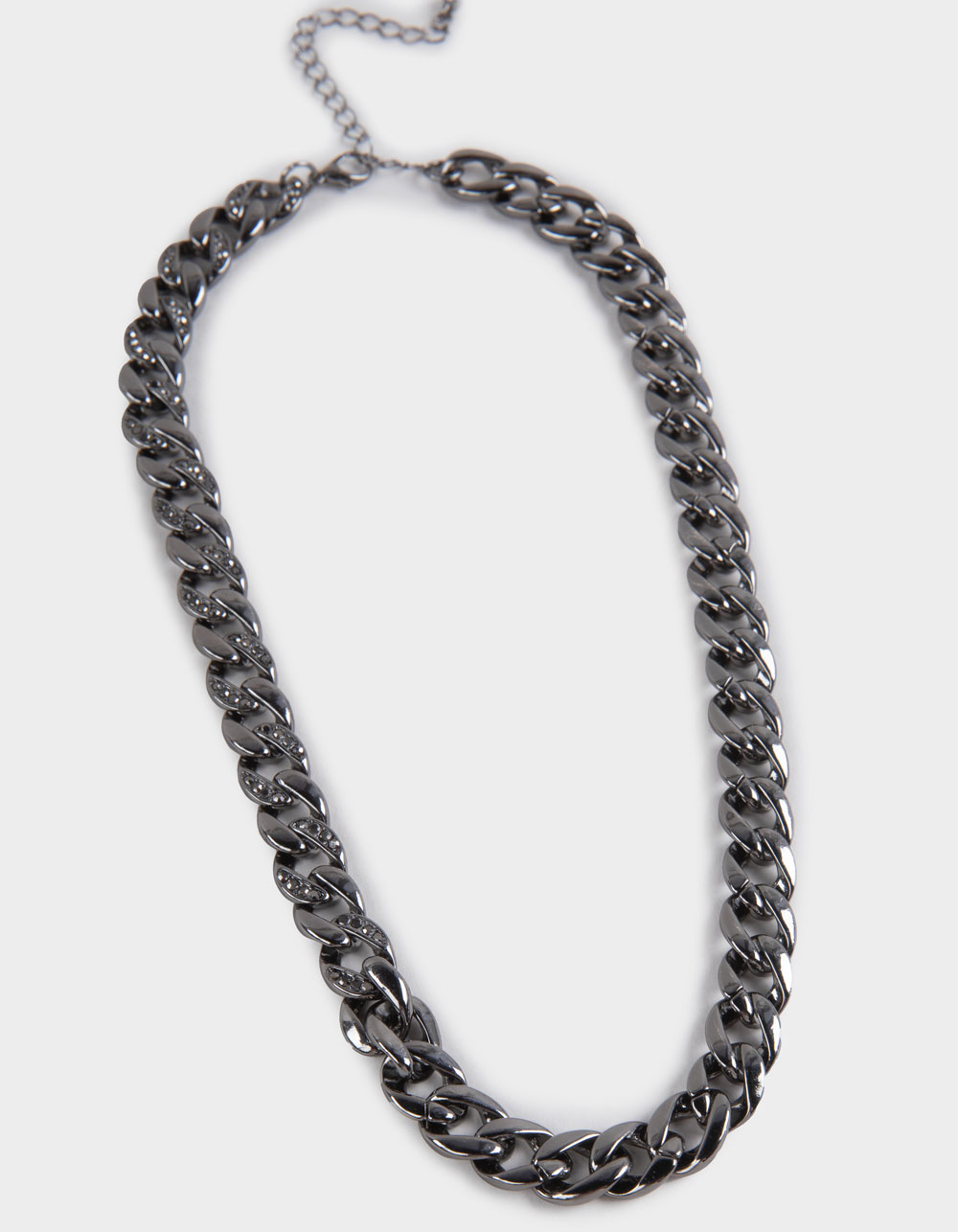RSQ Rhinestone Cuban Link Chain Necklace - BLACK
