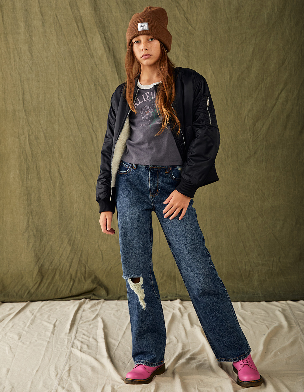 RSQ Girls High Rise Wide Leg Jeans - Dark Wash
