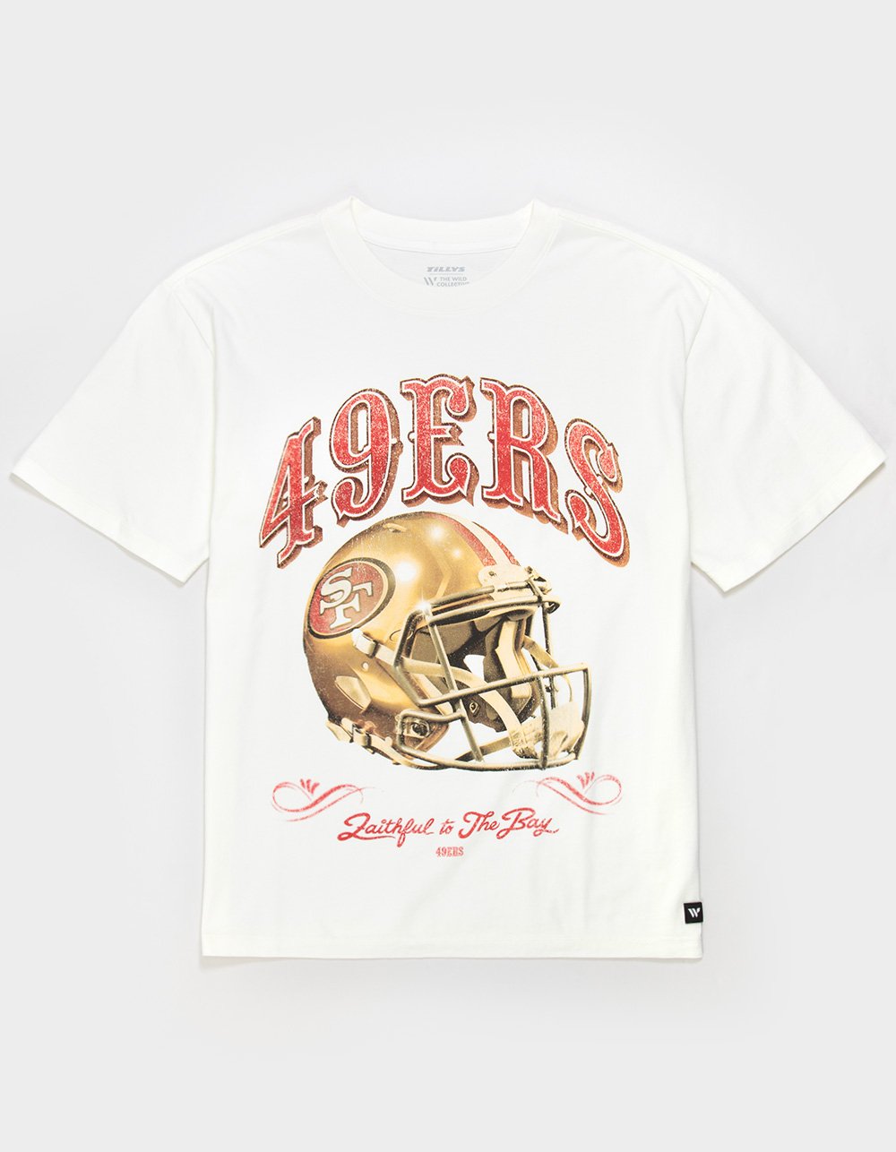 THE WILD COLLECTIVE San Francisco 49ers Helmet Mens Boxy Tee - CREAM