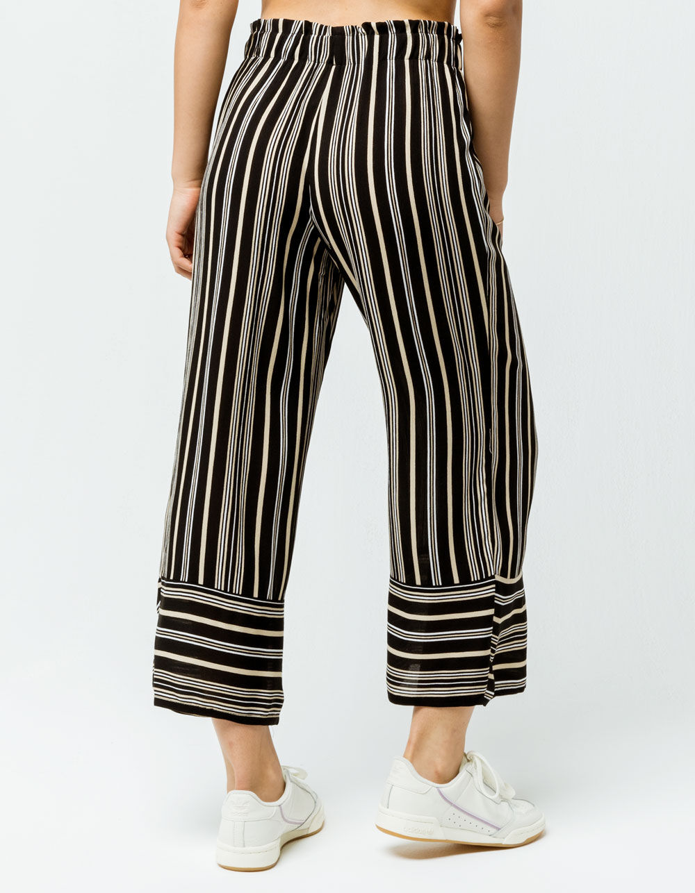 SKY AND SPARROW Stripe Crop Womens Wide Leg Pants - BLACK/MULTI | Tillys