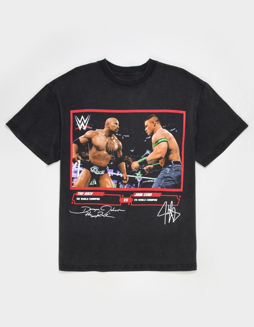 WWE Face Off Mens Boxy Tee  - WASHED BLACK