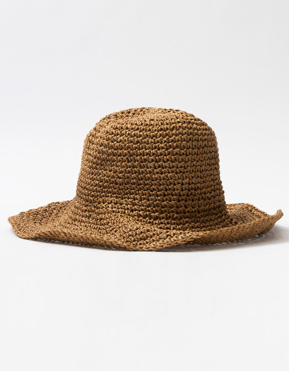 YOUNG Womens Straw Bucket Hat - BROWN 