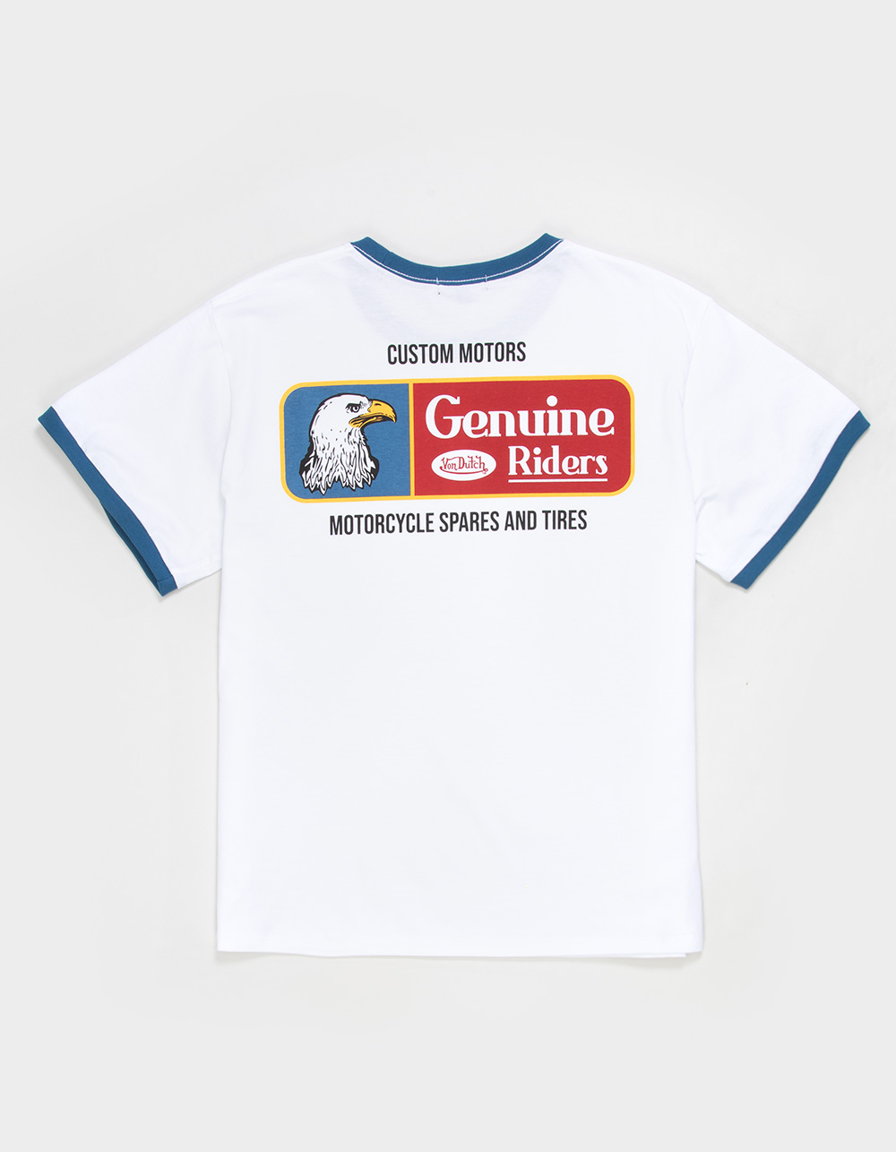 VON DUTCH Genuine Riders Mens Ringer Tee - OFF WHITE