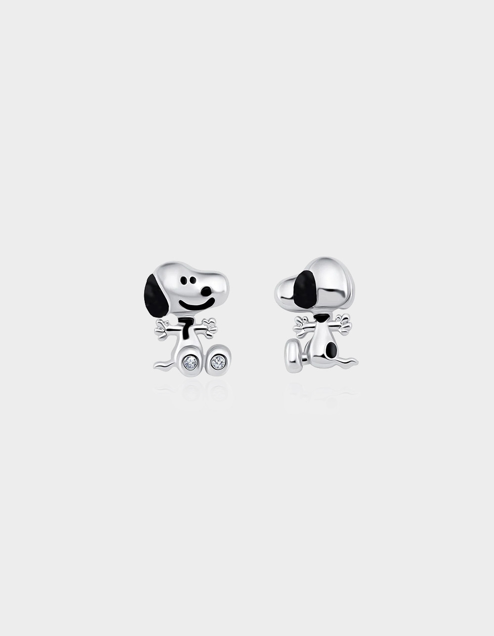 CRISLU Peanuts Snoopy Front Back Earring - PLATINUM