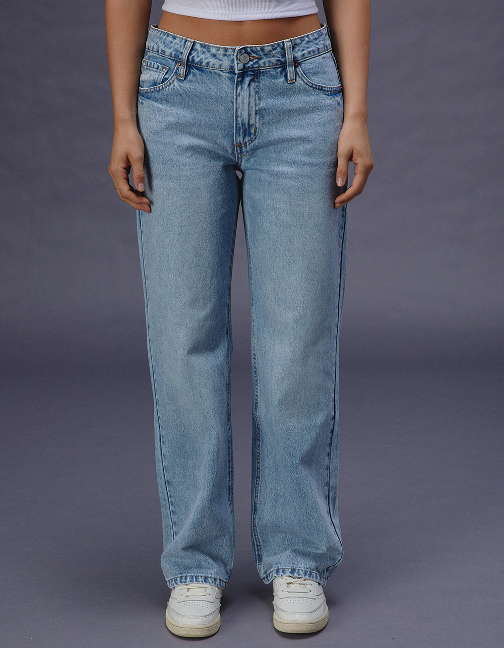 RSQ Womens Low Rise Loose Straight Jeans - MEDIUM WASH