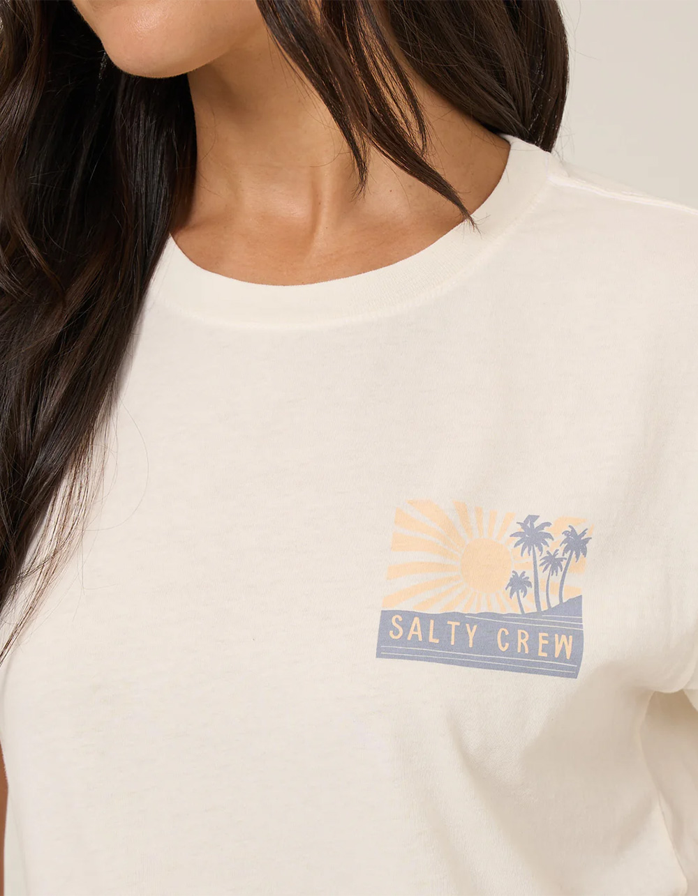 SALTY CREW Rise And Smile Womens Boyfriend Tee - WHITE