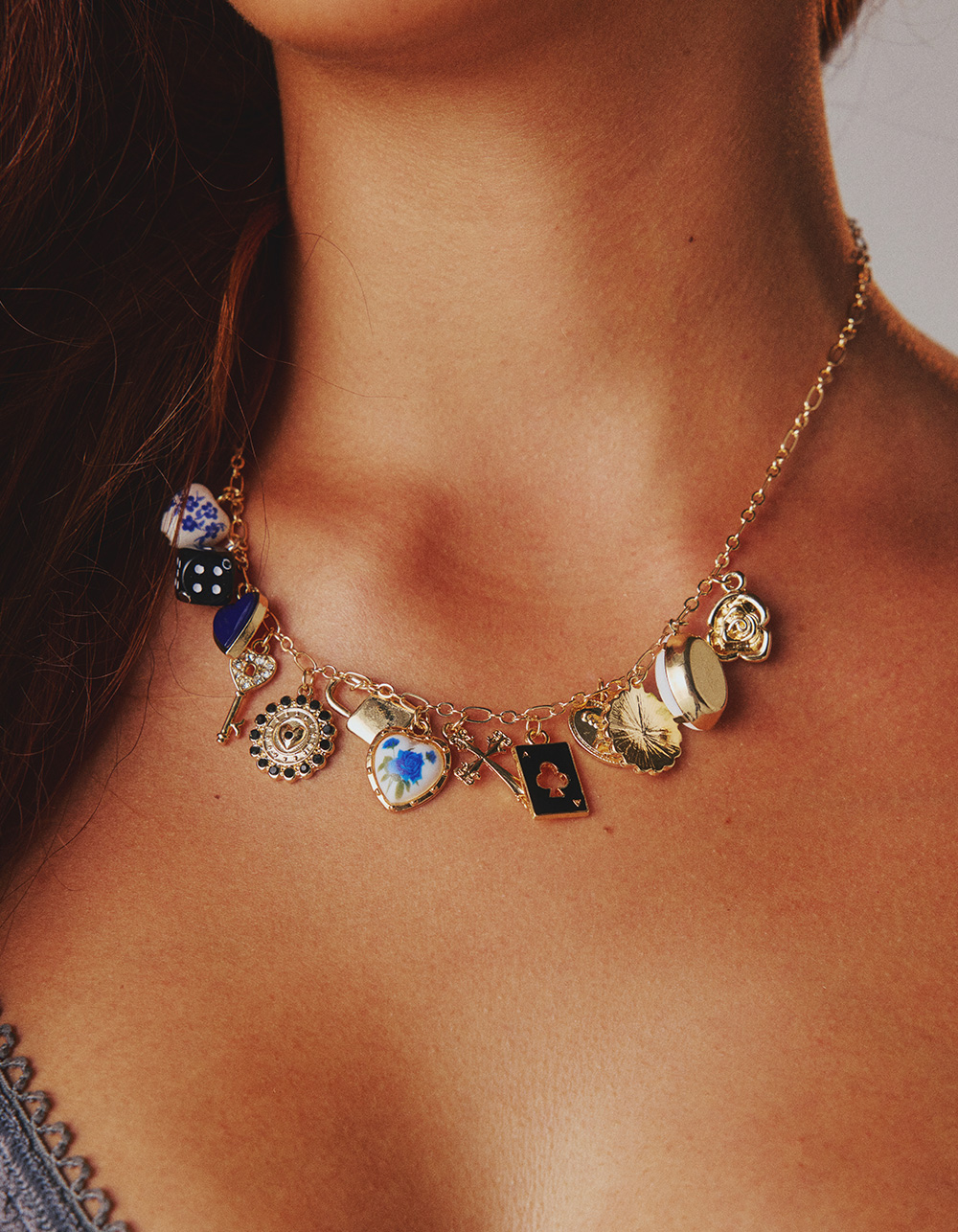 FULL TILT Heart/Locket/Cross Charm Necklace - GOLD