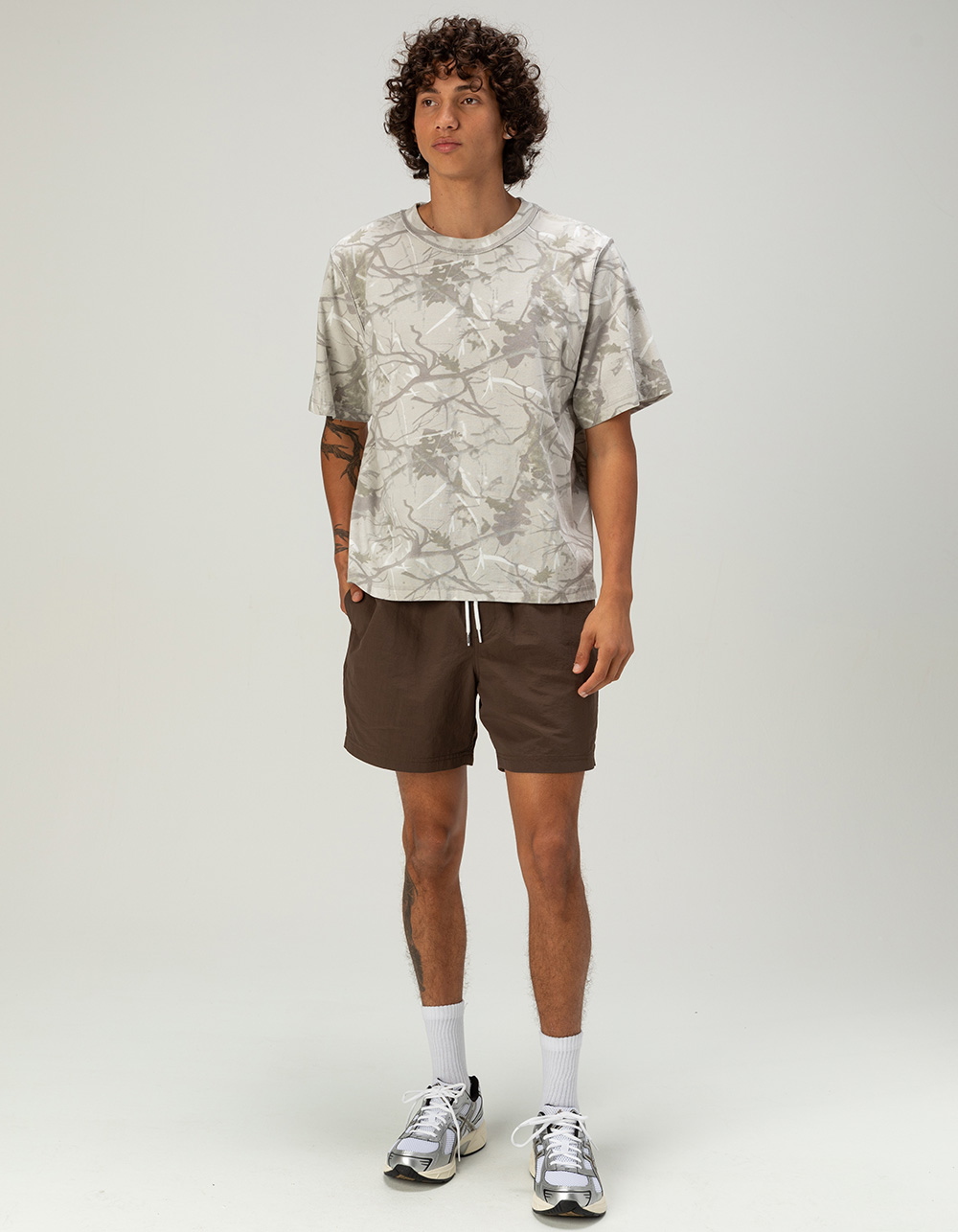 RSQ Mens Washed Boxy Tee - LIGHT CAMO
