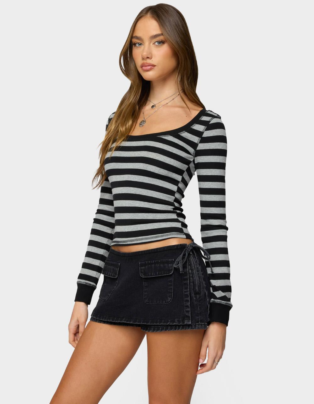 EDIKTED Rainey Striped Long Sleeve Top