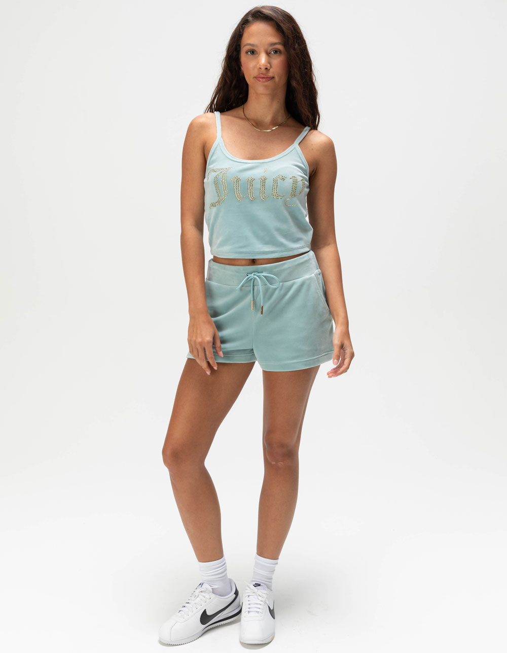 JUICY COUTURE Big Bling Velour Womens Tank Top - TURQUOISE