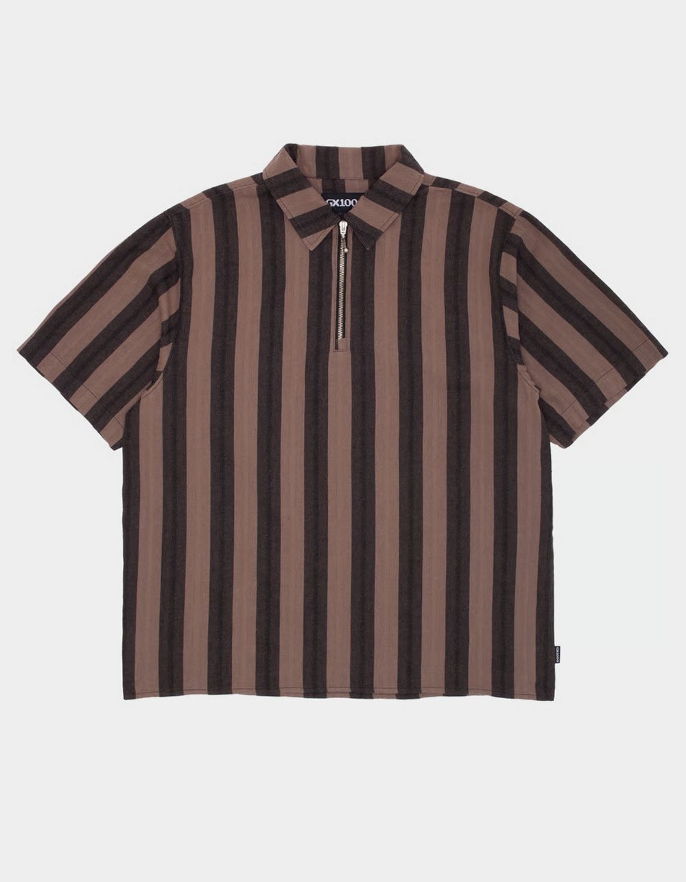 GX1000 Stripe Mens Quarter Zip Shirt - BLACK/BROWN
