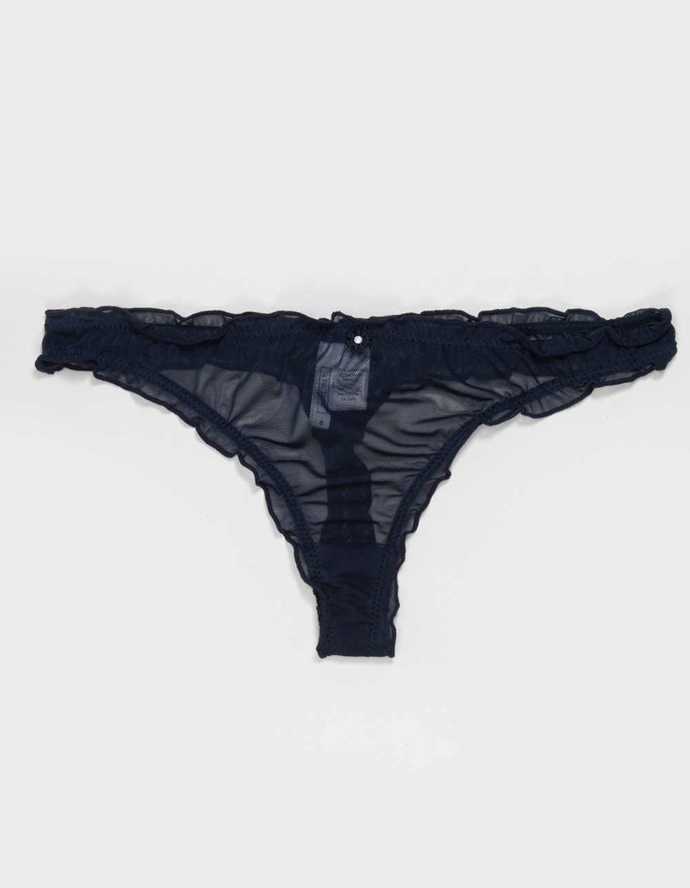 FULL TILT Lettuce Edge Mesh Thong - NAVY