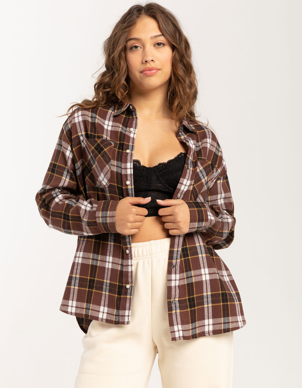 RSQ Womens Basic Flannel - BROWN COMBO | Tillys