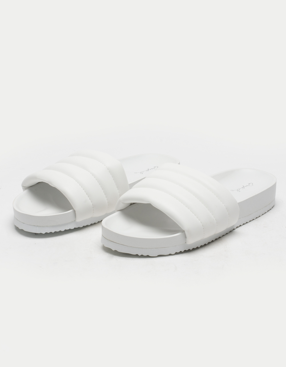 QUPID Quilted Womens White Slide Sandals - WHITE | Tillys