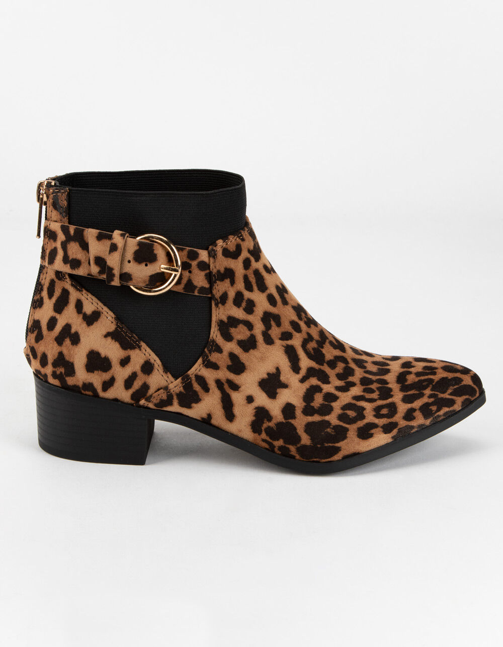 CITY CLASSIFIED Elastic Gore Buckle Womens Leopard Booties LEOPARD