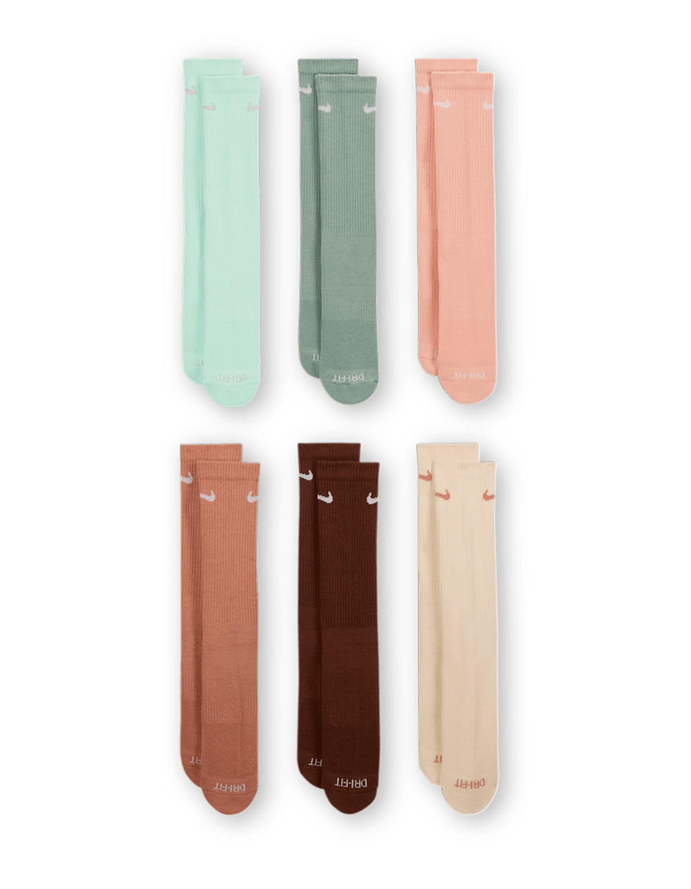 NIKE Everyday Plus 6 Pack Cushioned Crew Socks - TURQ COMBO