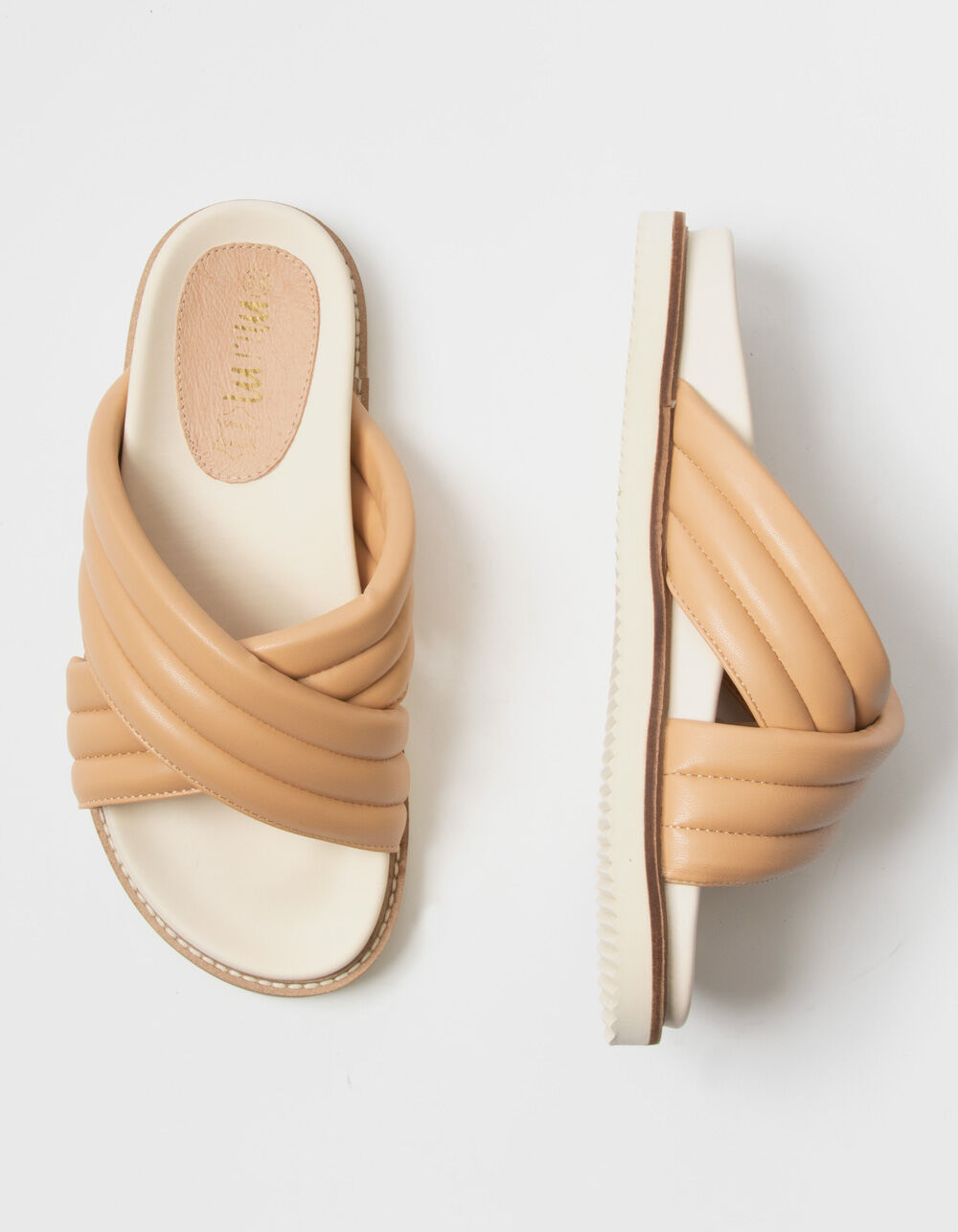 MI.IM Criss Cross Womens Peach Slide Sandals - PEACH | Tillys