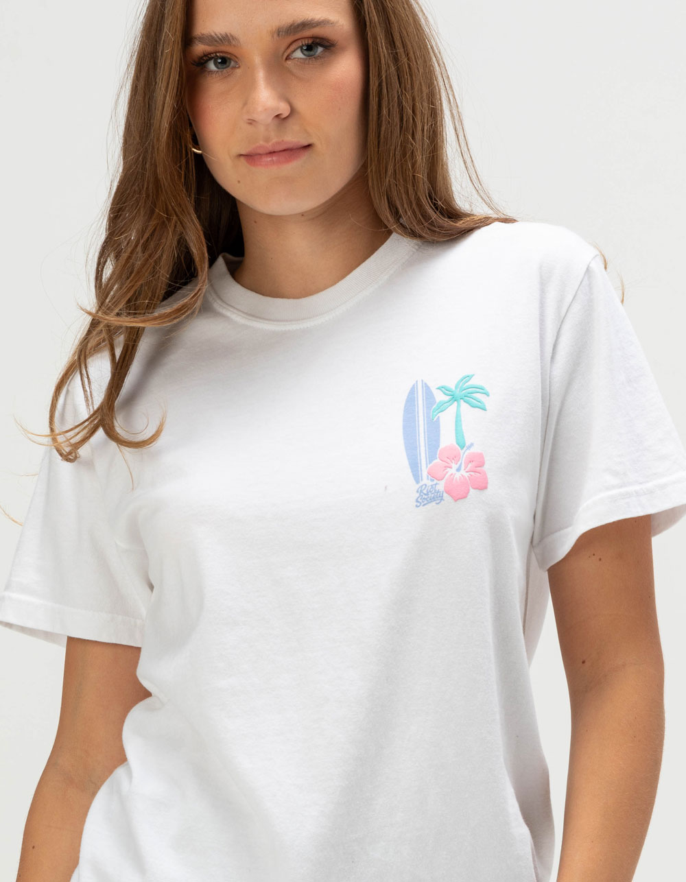 RIOT SOCIETY Surf Womens Boyfriend Tee - WHITE