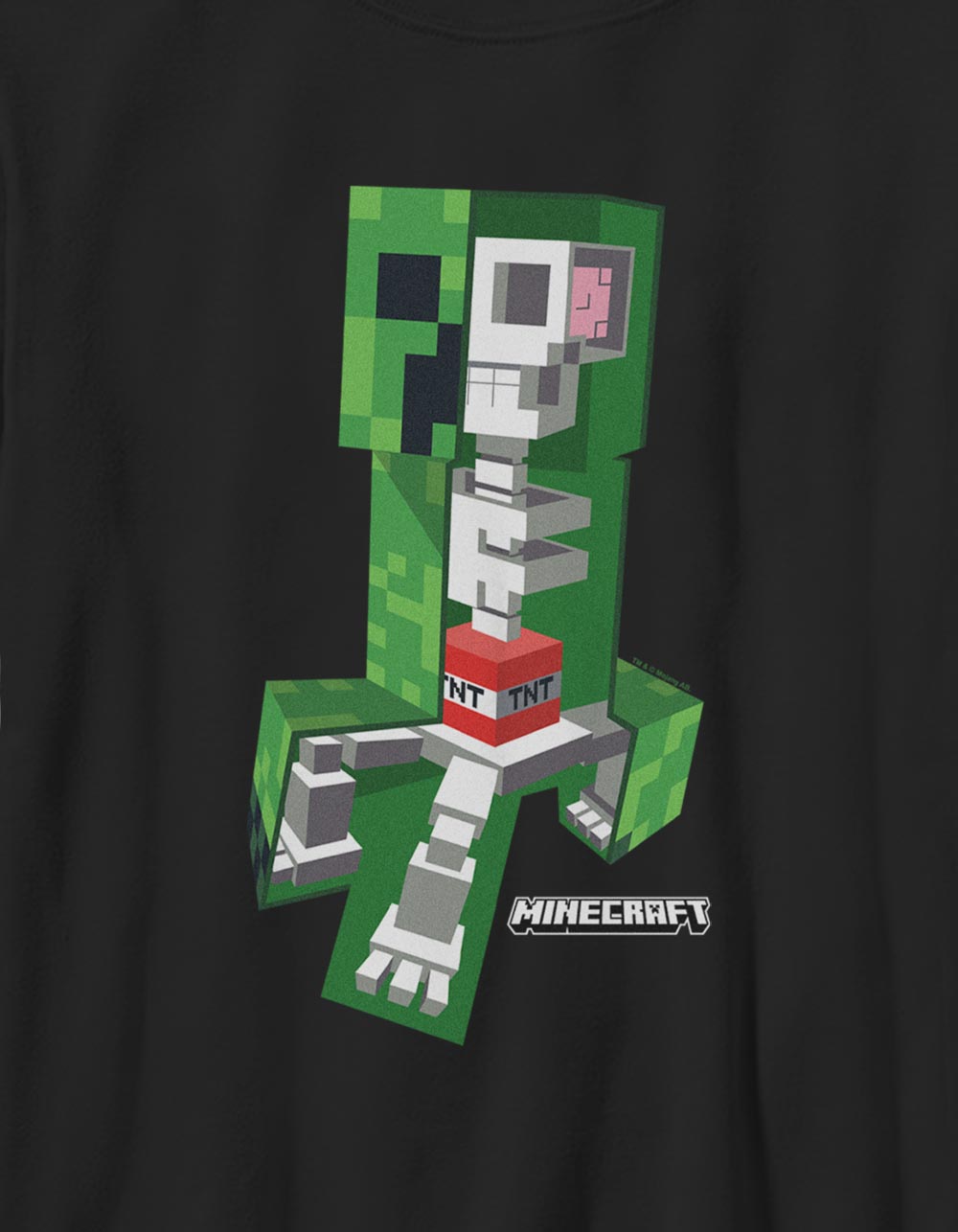 MINECRAFT Skeleton Creeper Unisex Kids Tee - BLACK