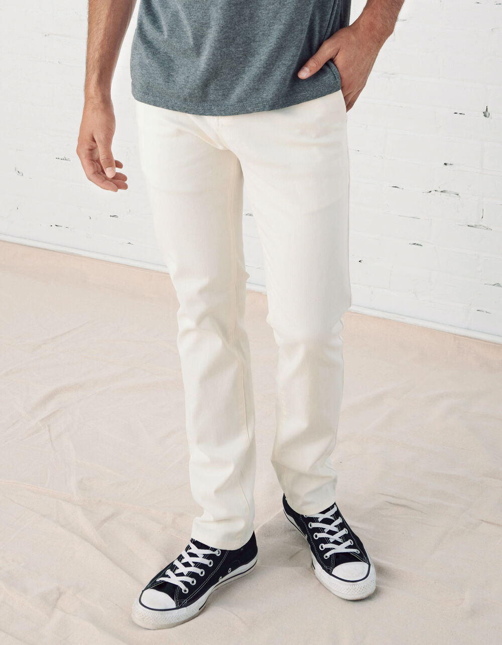RSQ Mens Slim Off White Chinos image number 1