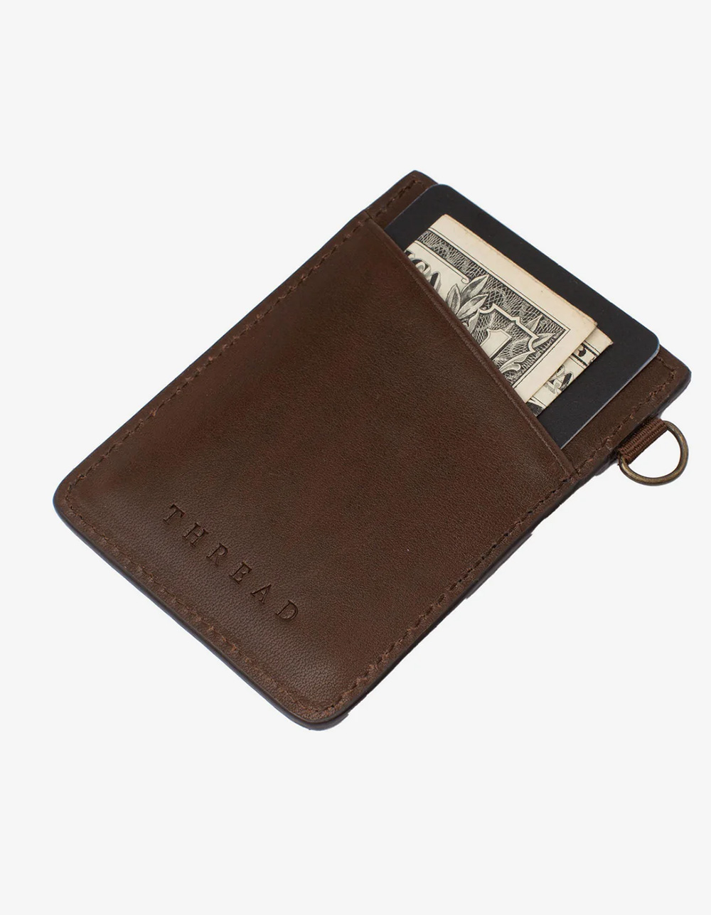THREAD Chocolate Vertical Leather Wallet - CHOCOLATE