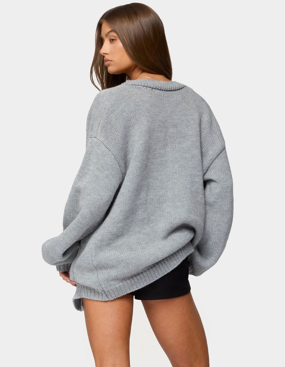 EDIKTED Julian Oversized Knit Cardigan - GRAY