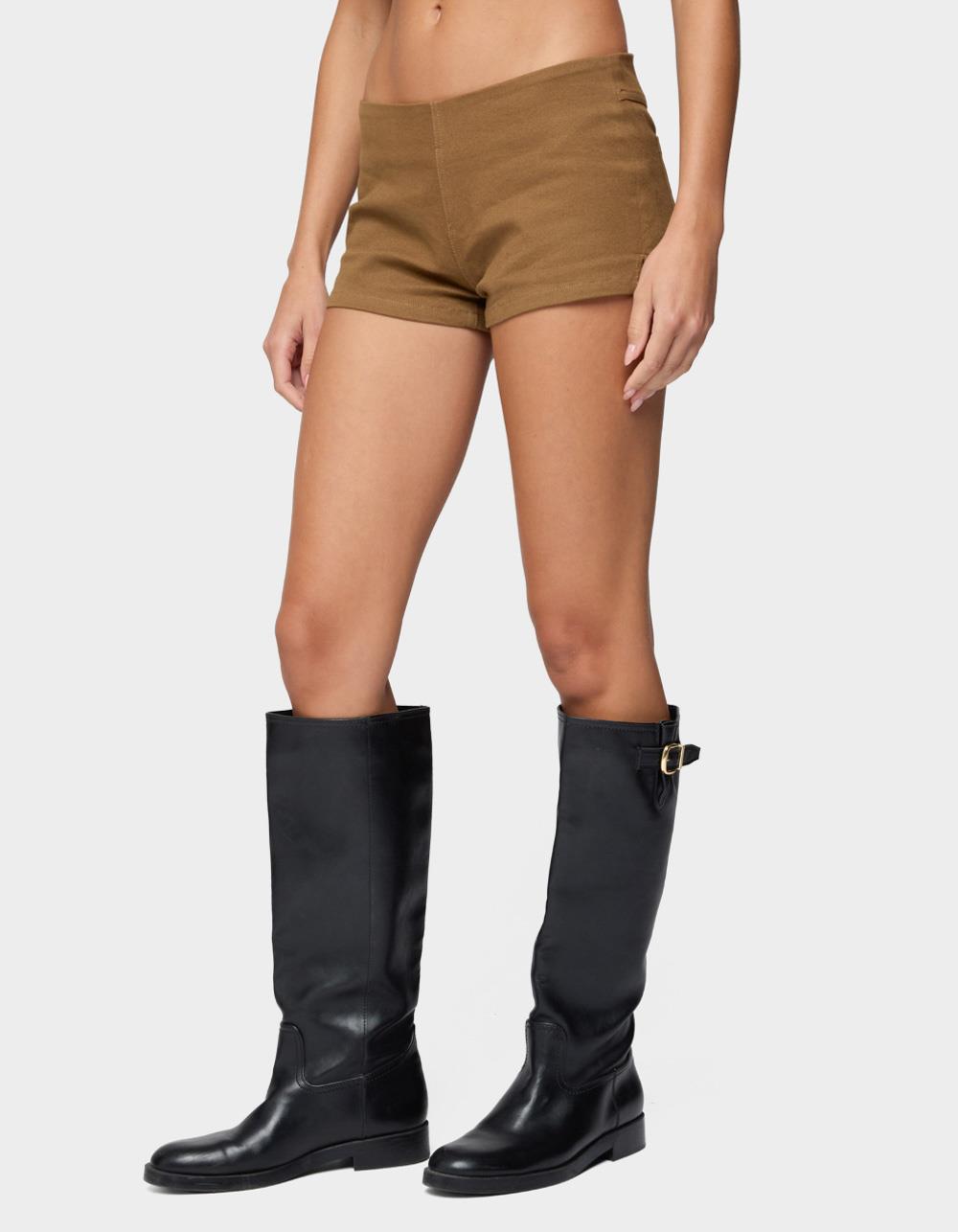 EDIKTED Dinah Denim Micro Shorts - BROWN