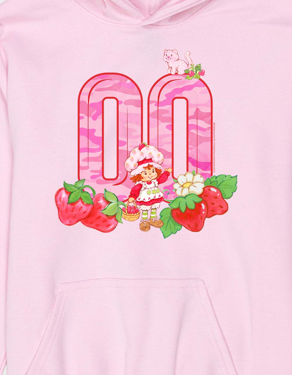 STRAWBERRY SHORTCAKE Double Zero Camo Unisex Kids Hoodie - LIGHT PINK