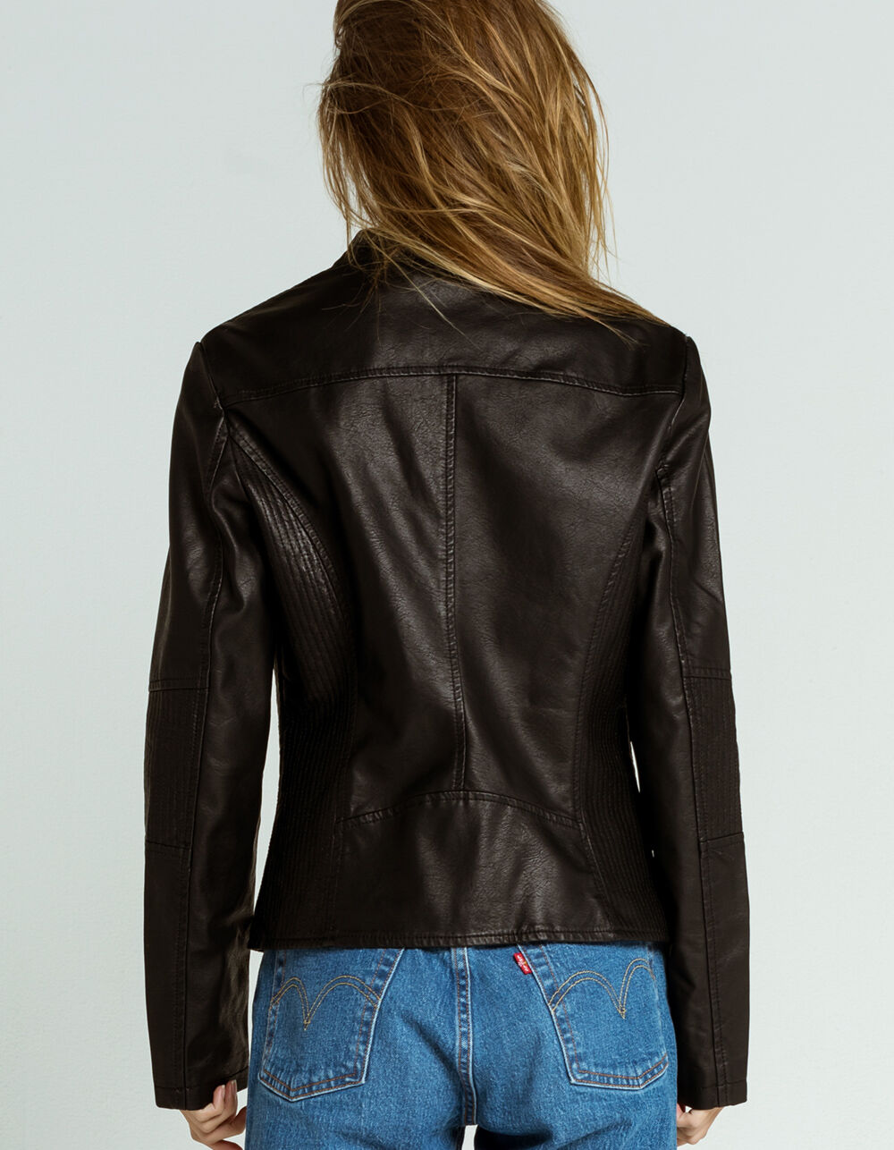 COALITION LA Vegan Leather Womens Black Moto Jacket - BLACK | Tillys