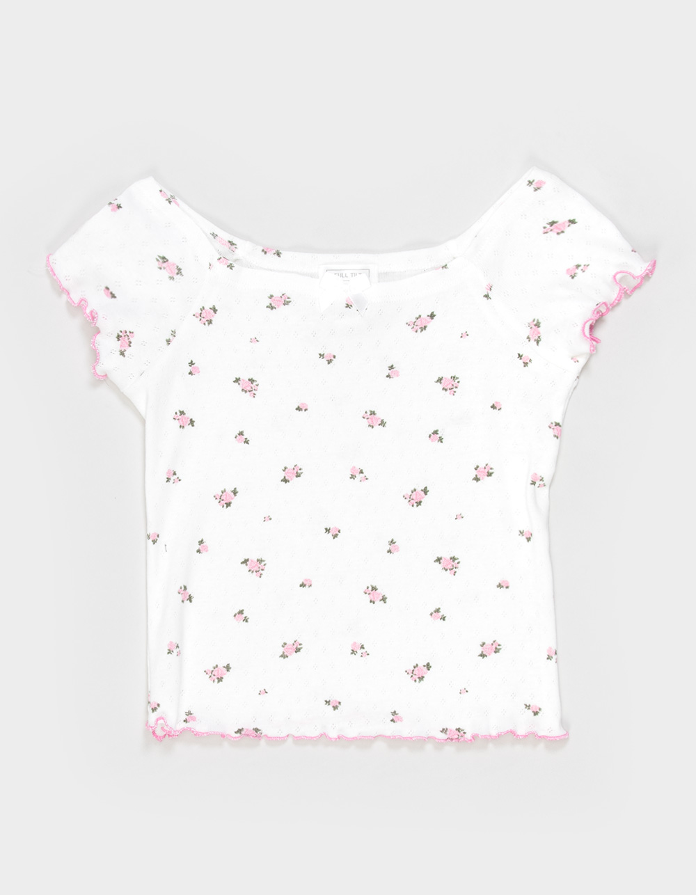 FULL TILT Ditsy Scoop Neck Girls Top - WHITE COMBO