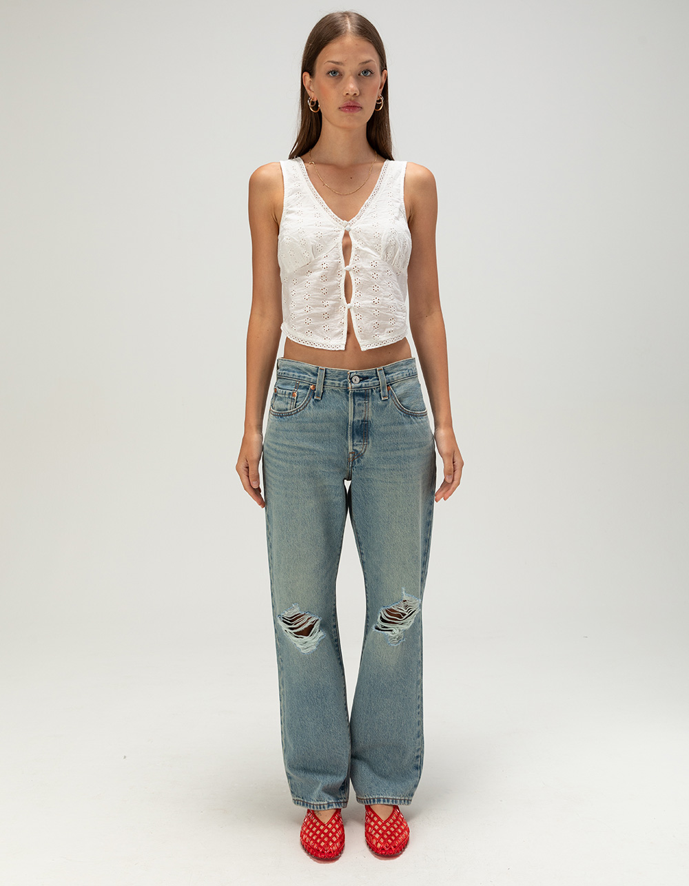 LEVI'S Premium 501 90's Womens Jeans - Plan To Stay MEDIUM DESTRUCTED