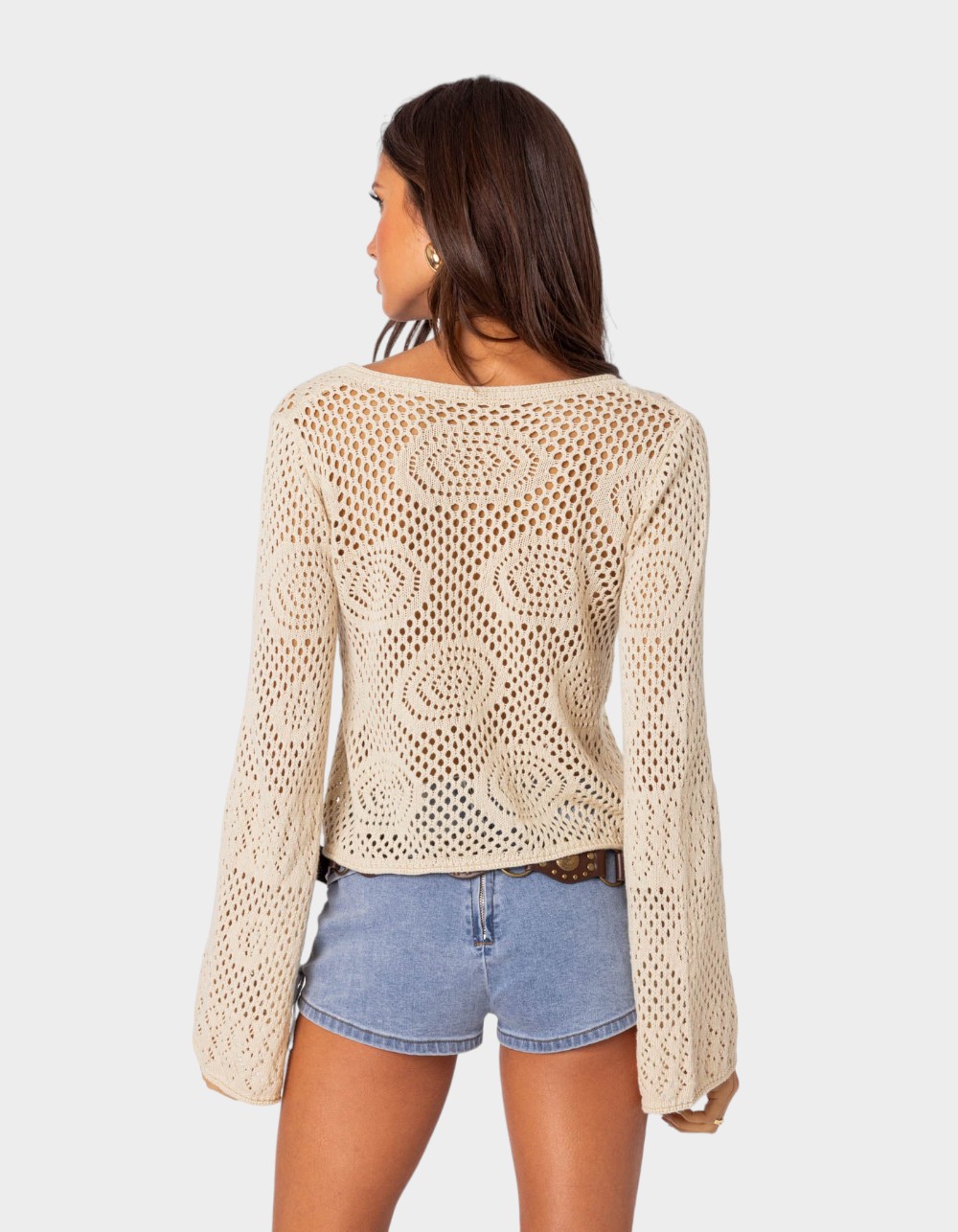 EDIKTED Kinley Crochet Top - BEIGE