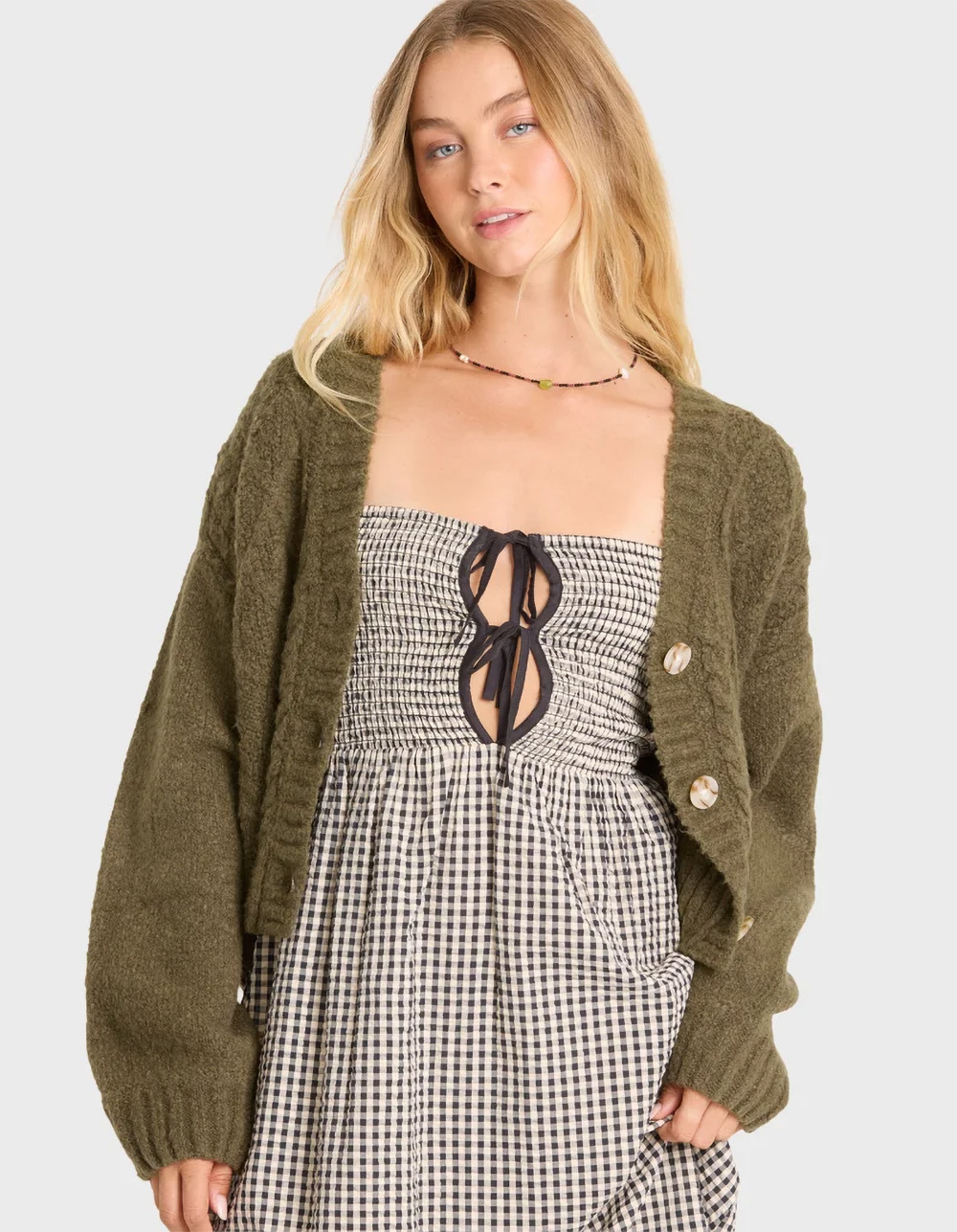 BILLABONG August Womens V-Neck Cardigan - MOSS