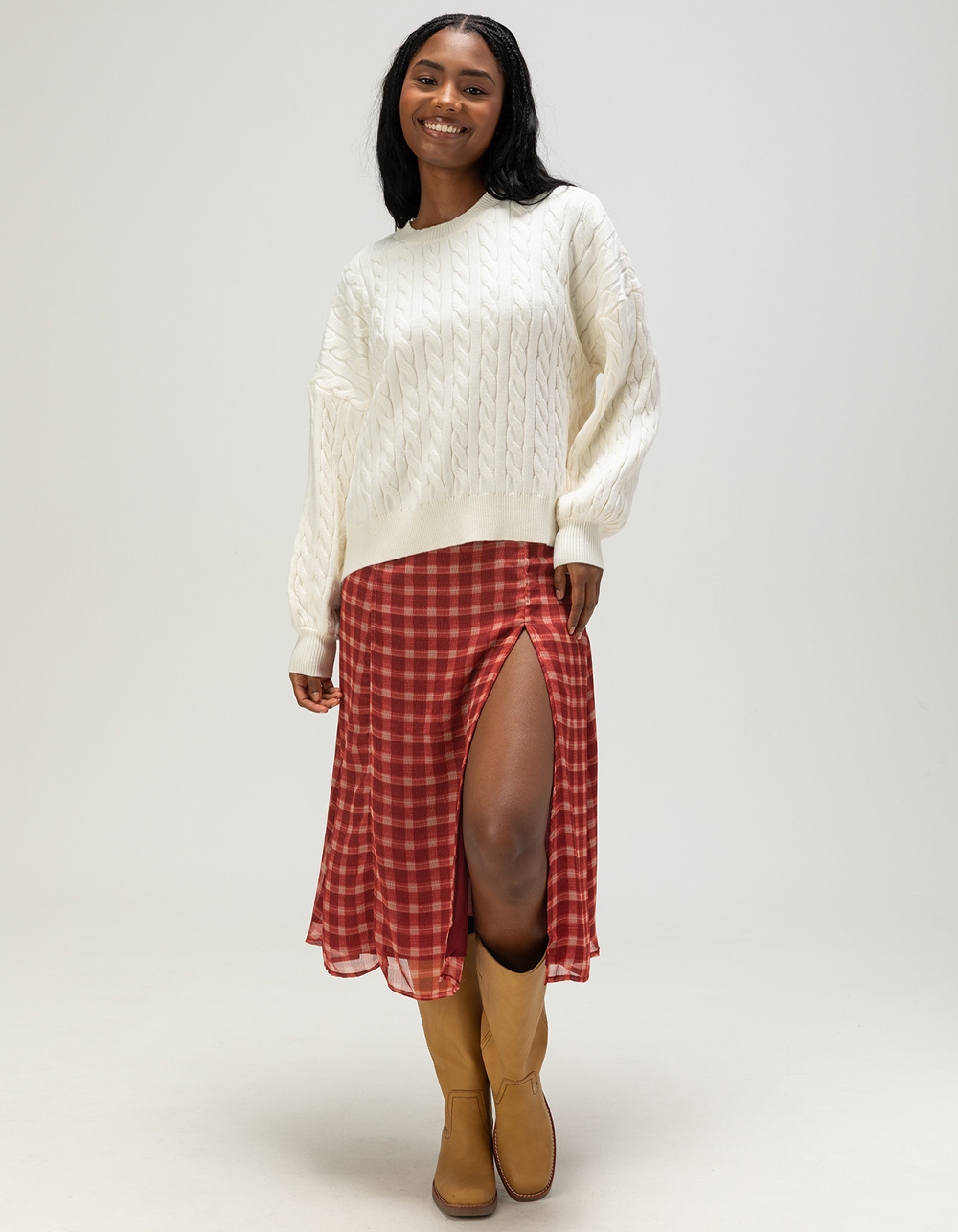 NECTAR CLOTHING Womens Cable Sweater - CREAM