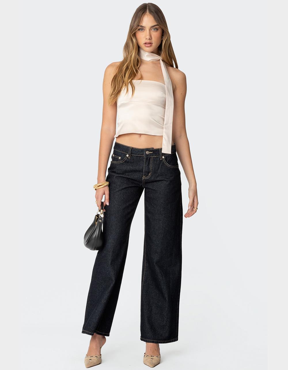 EDIKTED Strapless Two Piece Scarf Top - GOLD