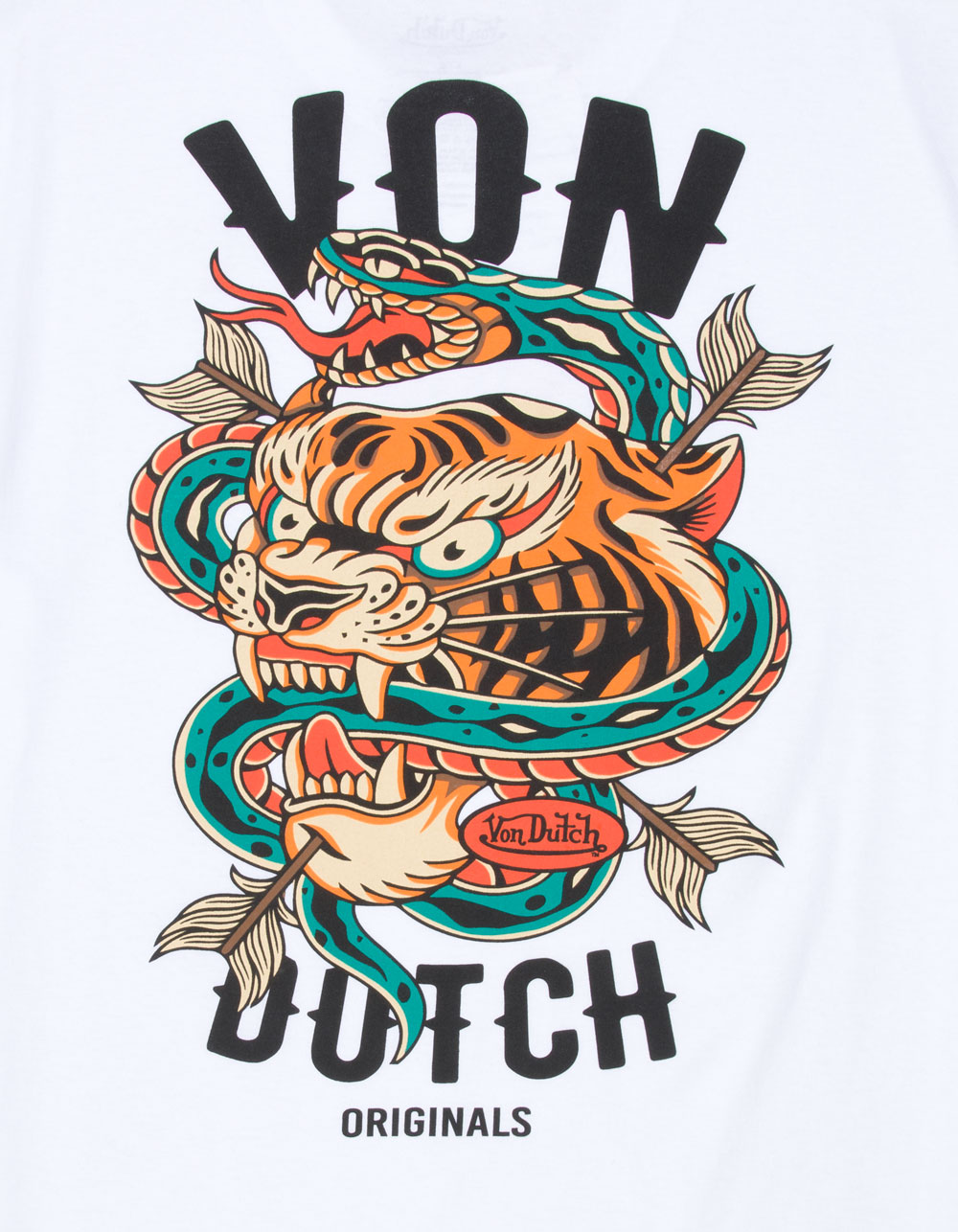 VON DUTCH Tiger Mens Tee - WHITE