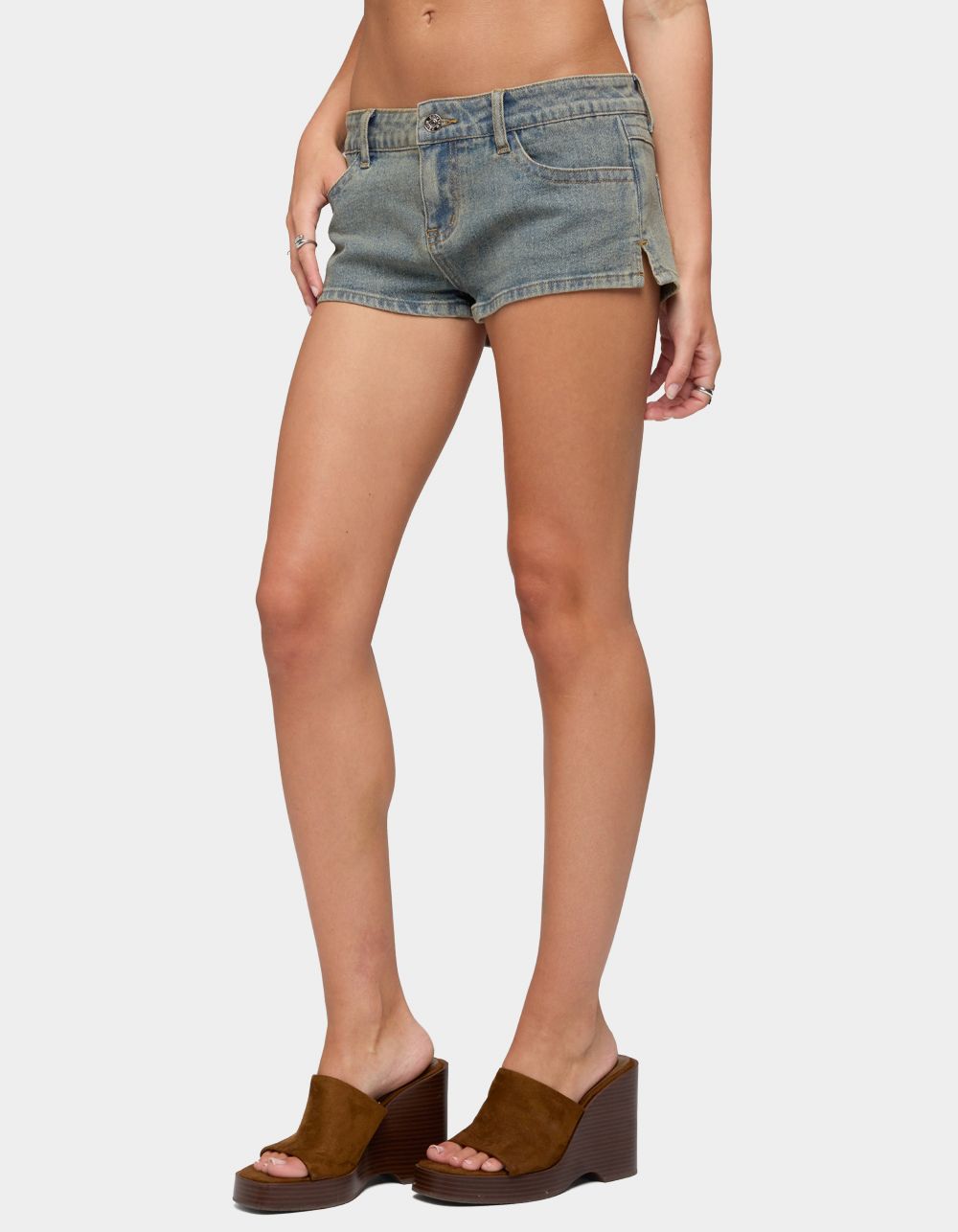 EDIKTED Jagger Low Rise Denim Shorts