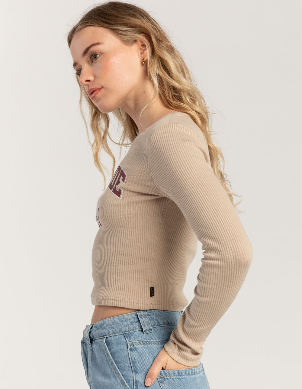 FIVESTAR GENERAL CO. Poorboy Womens Long Sleeve Baby Tee - KHAKI