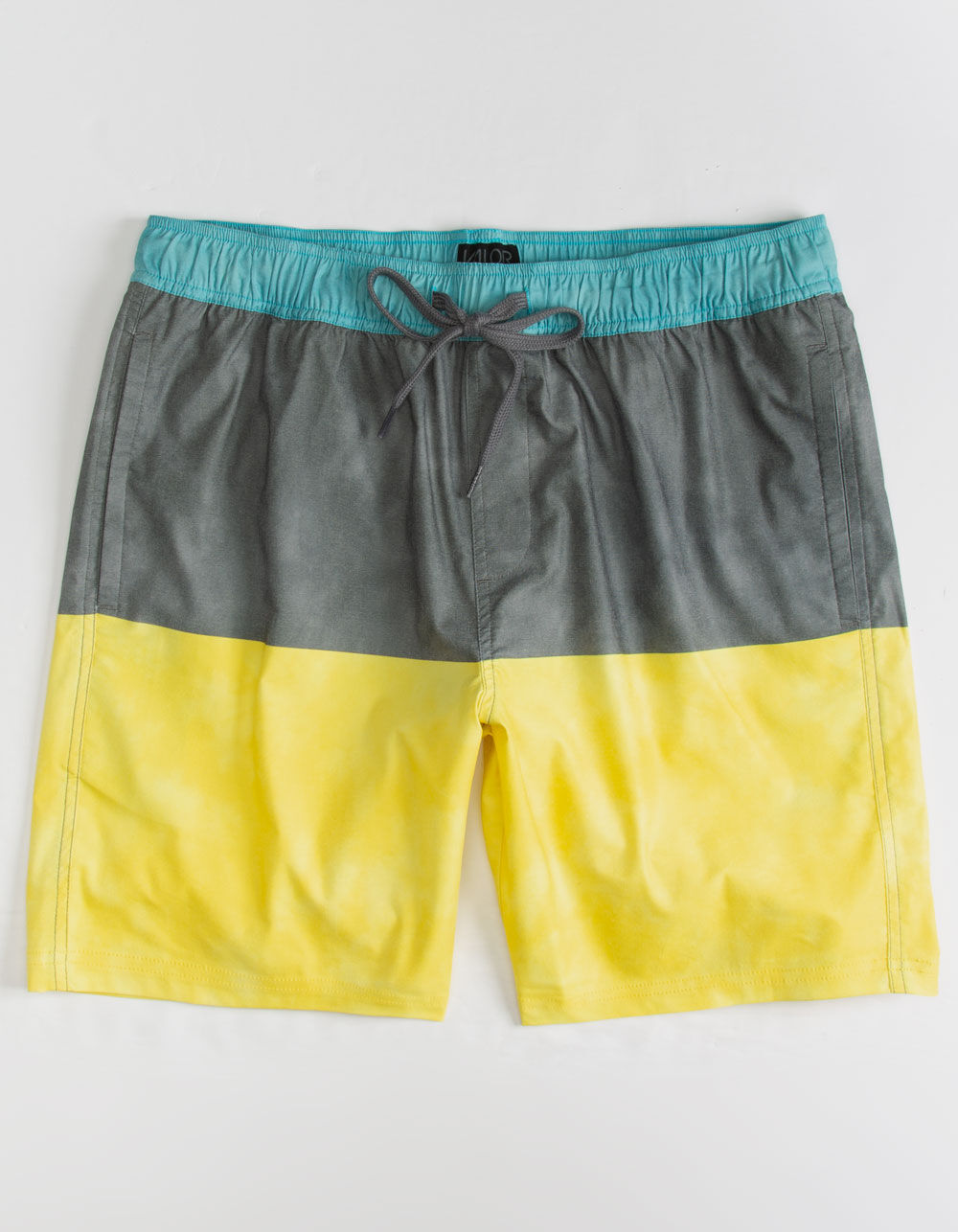 VALOR Laundered Blocked Charcoal Mens Volley Shorts image number 0