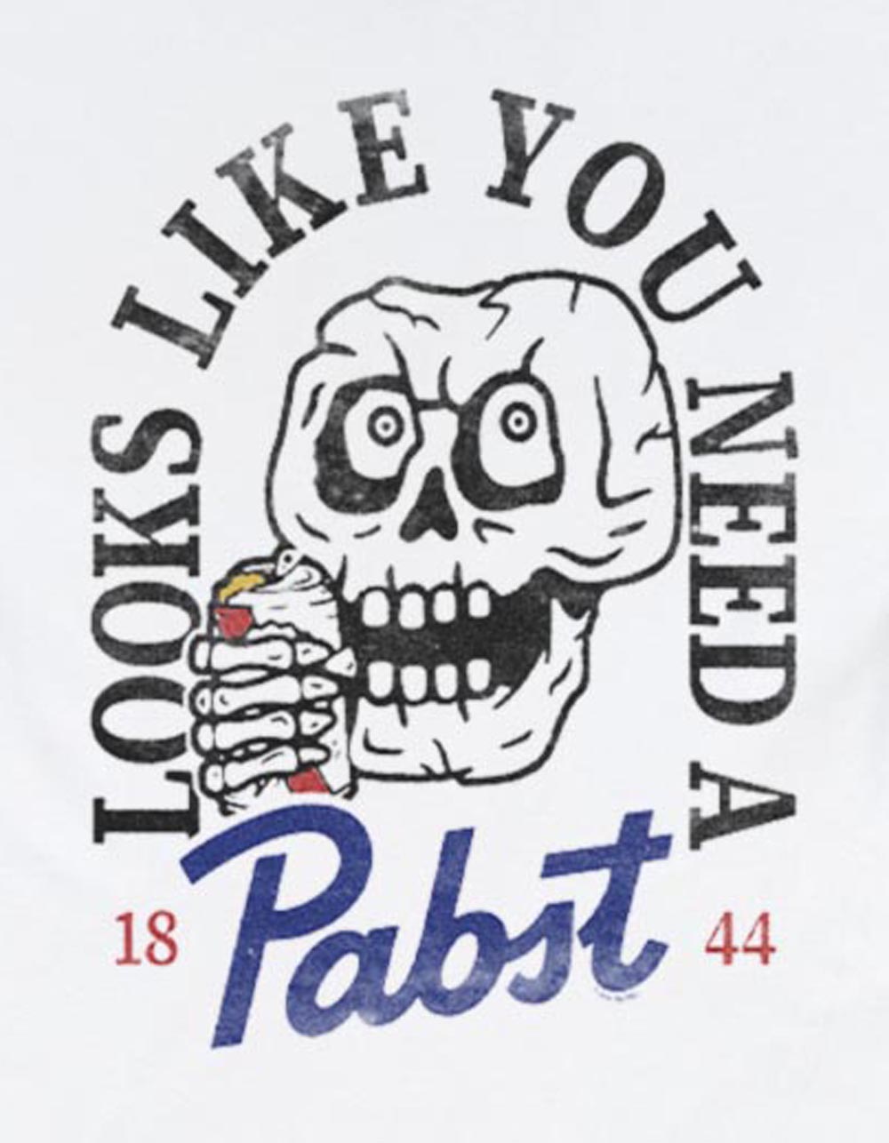 Pabst BLUE RIBBON Looks Like Skull Unisex Tee - WHITE