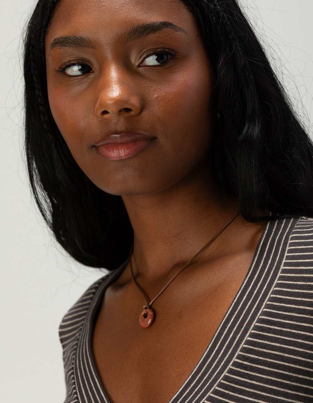 FULL TILT Acrylic Corded Circle Necklace - BROWN