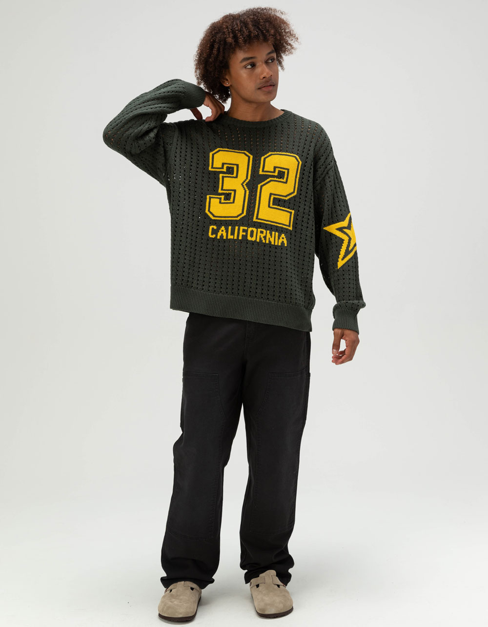 RSQ Mens Jersey Graphic Sweater - GREEN