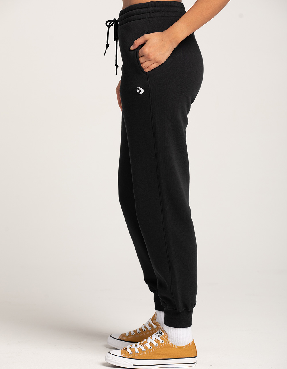 CONVERSE Woodmark Womens Fleece Jogger Pants - BLACK