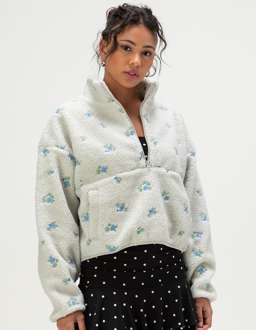 HAPPY CAMP3R Elle Womens Half Zip Pullover - GRAY COMBO