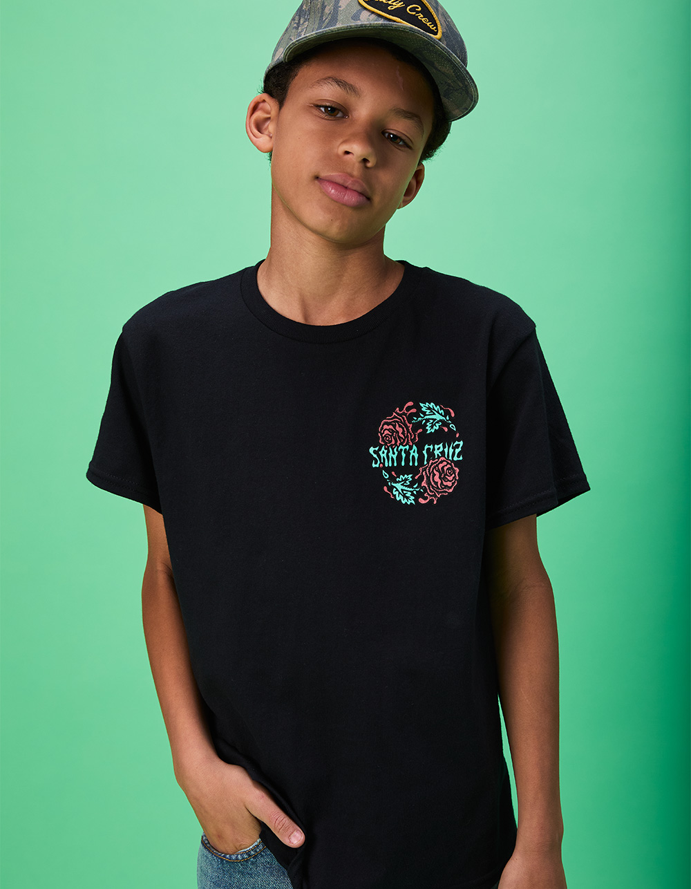 SANTA CRUZ Rose Crew Two Boys Tee - BLACK