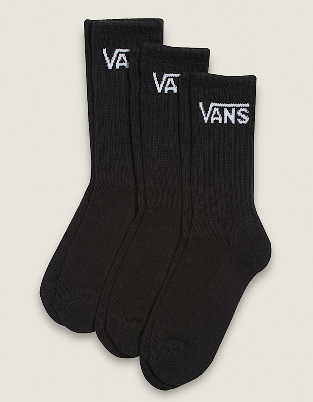 VANS 3 Pack Kids Classic Crew Socks - BLACK